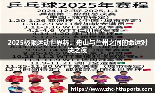 2025极限运动世界杯：舟山与兰州之间的命运对决之夜